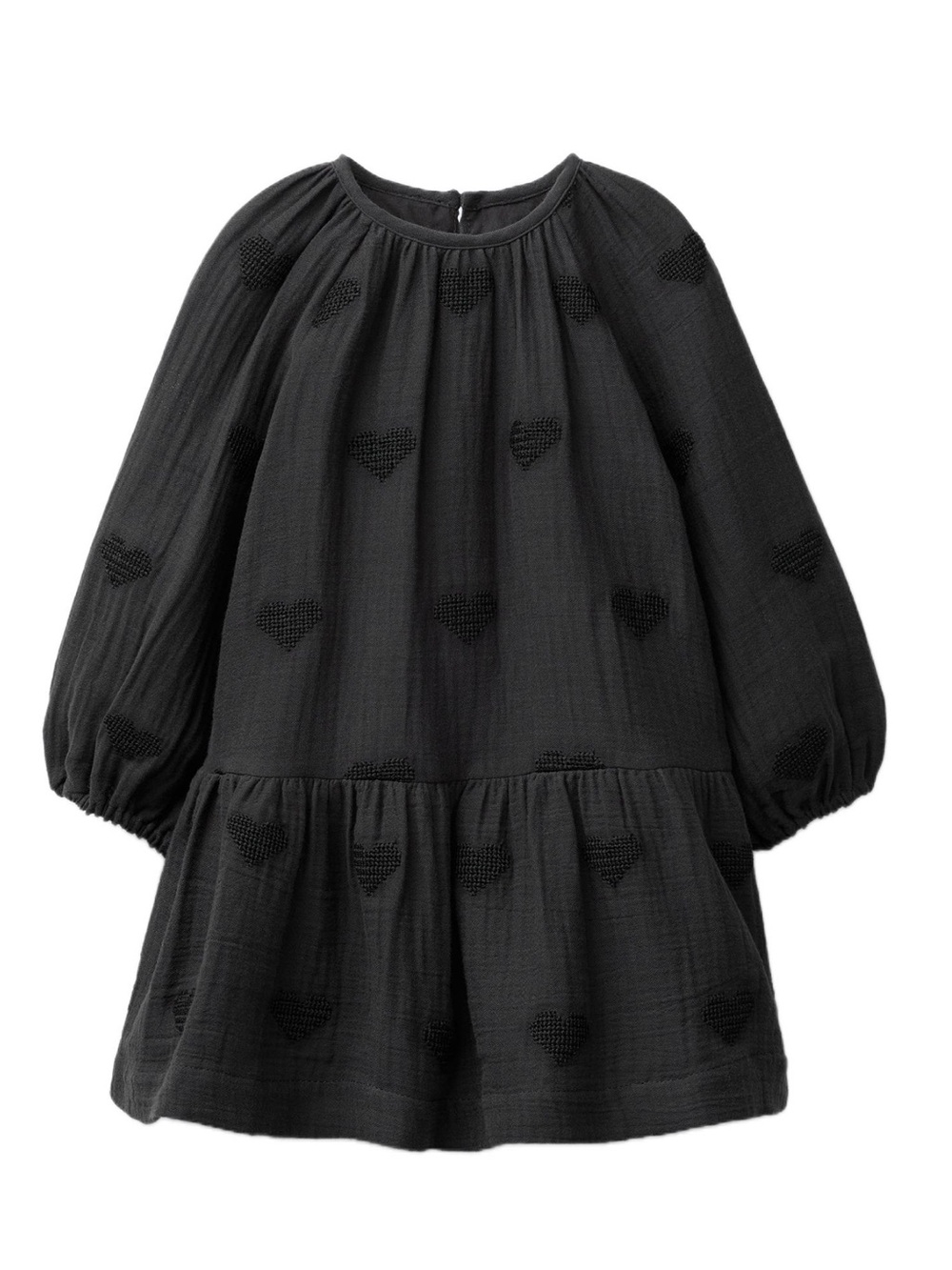 ZARA Girls Black Heart Print Long Sleeve Dress Size 3 NWT